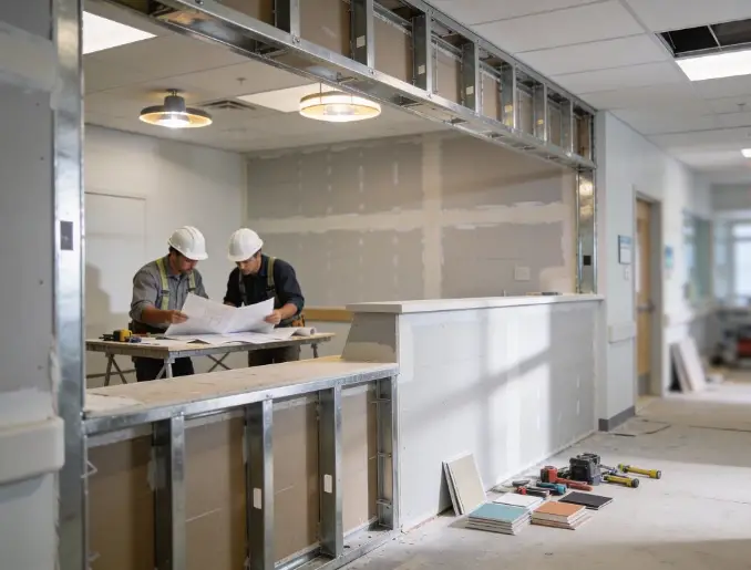 Medical office interior under construction in Scranton