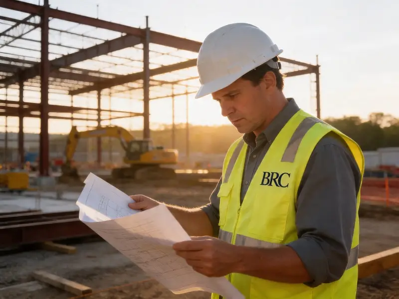 Commercial construction management project in Spartanburg South Carolina with project manager overseeing job site